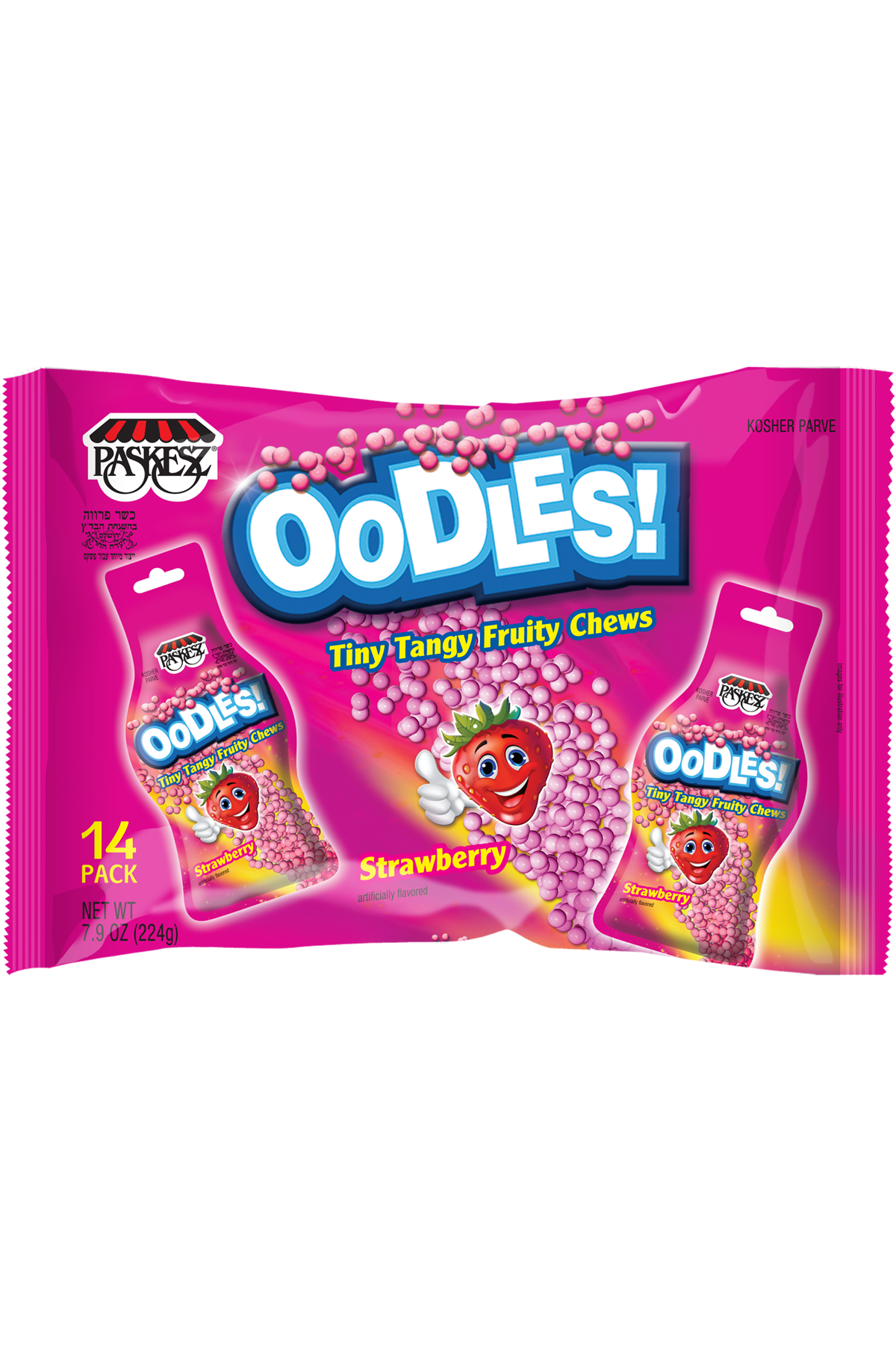 Paskesz Oodles Bolitas Frutales Sabor Fresa (Paquete De 14) 224 G