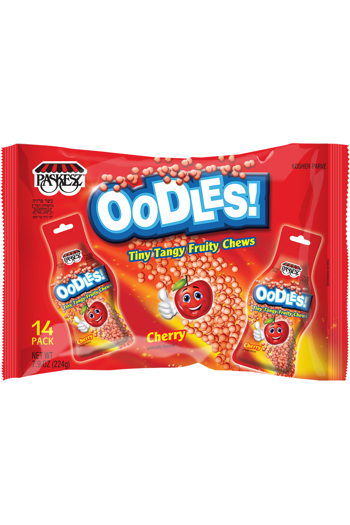 Paskesz Oodles Bolitas Frutales Sabor Cereza (Paquete De 14) 224 G