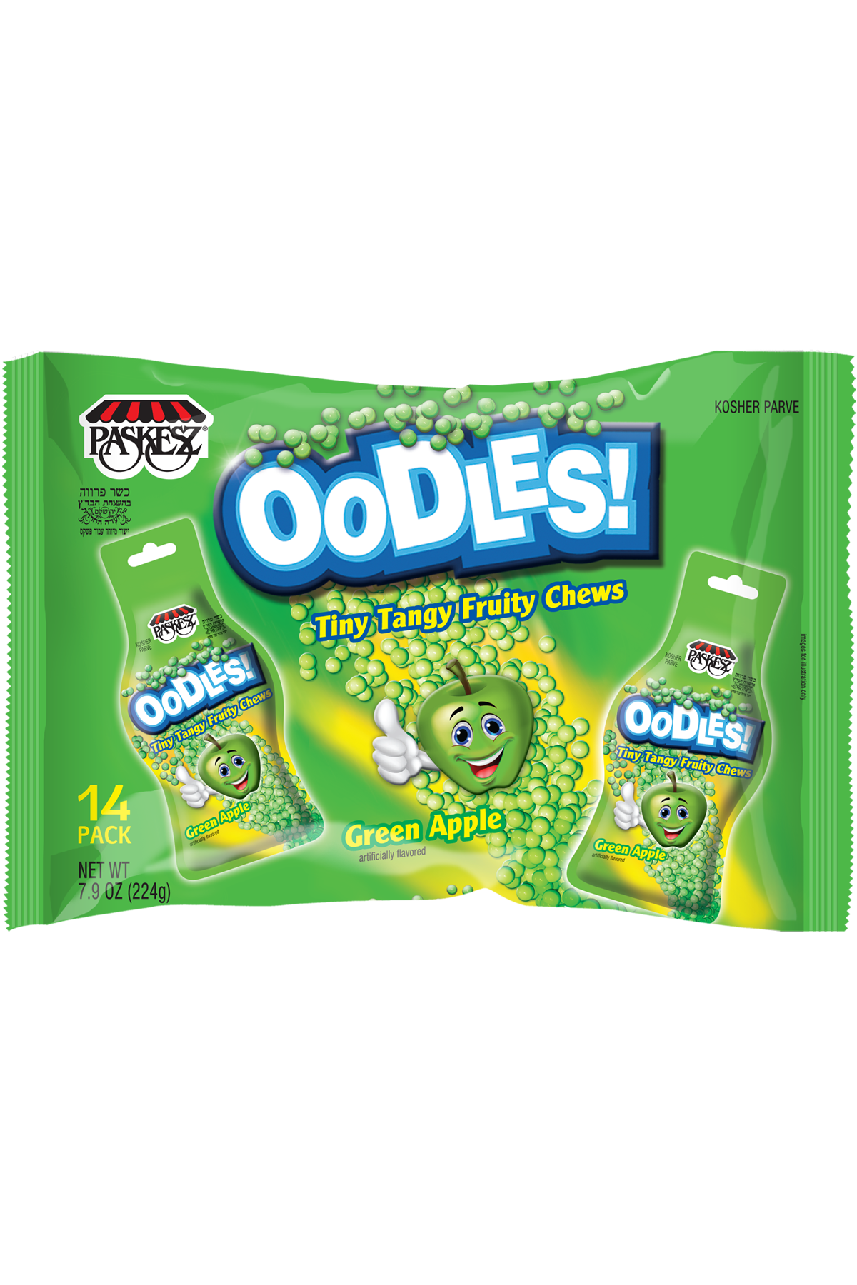 Paskesz Oodles Bolitas Frutales Sabor Manzana (Paquete De 14) 224 G