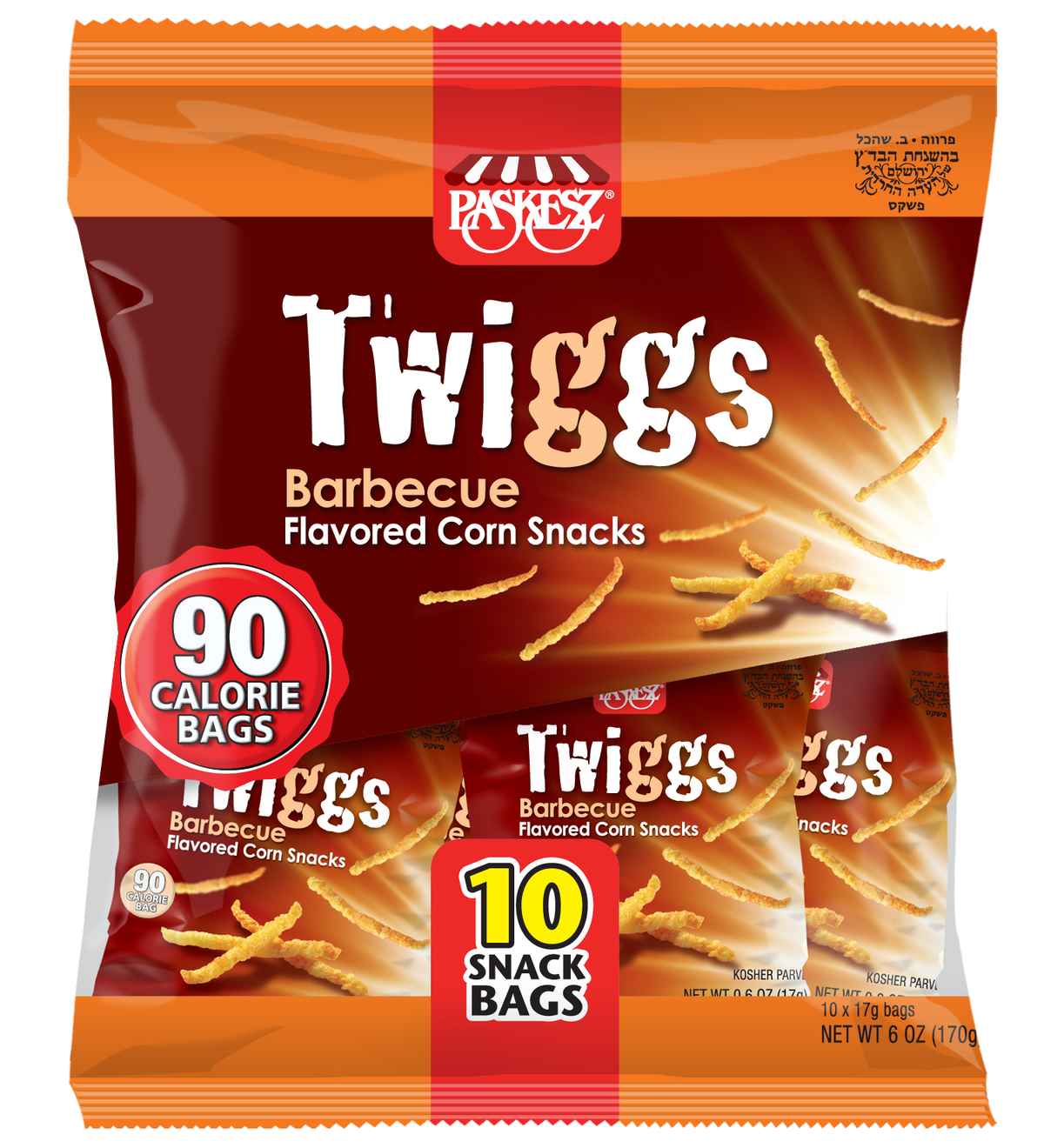 Paskesz Twiggs Palitos Crujientes Sabor BBQ (Paquete De 10) 170 G