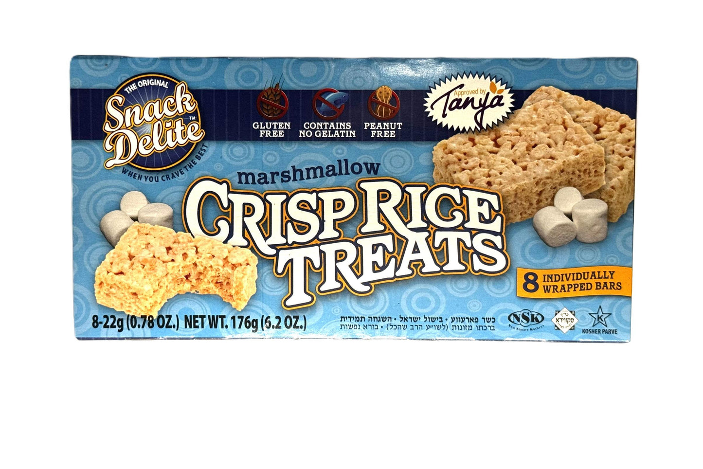 Snack Delite Barra De Arroz Inflado Con Bombon 176gr Caja con 8 piezas