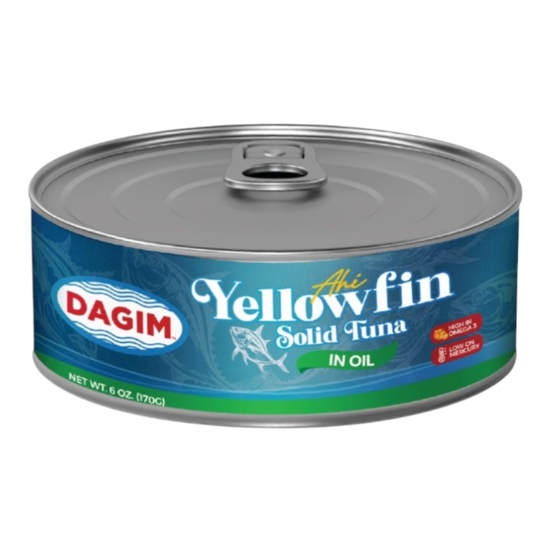 Lata de atún aleta amarilla Dagim en aceite de la marca Shefa, envase de 170g con diseño azul y verde