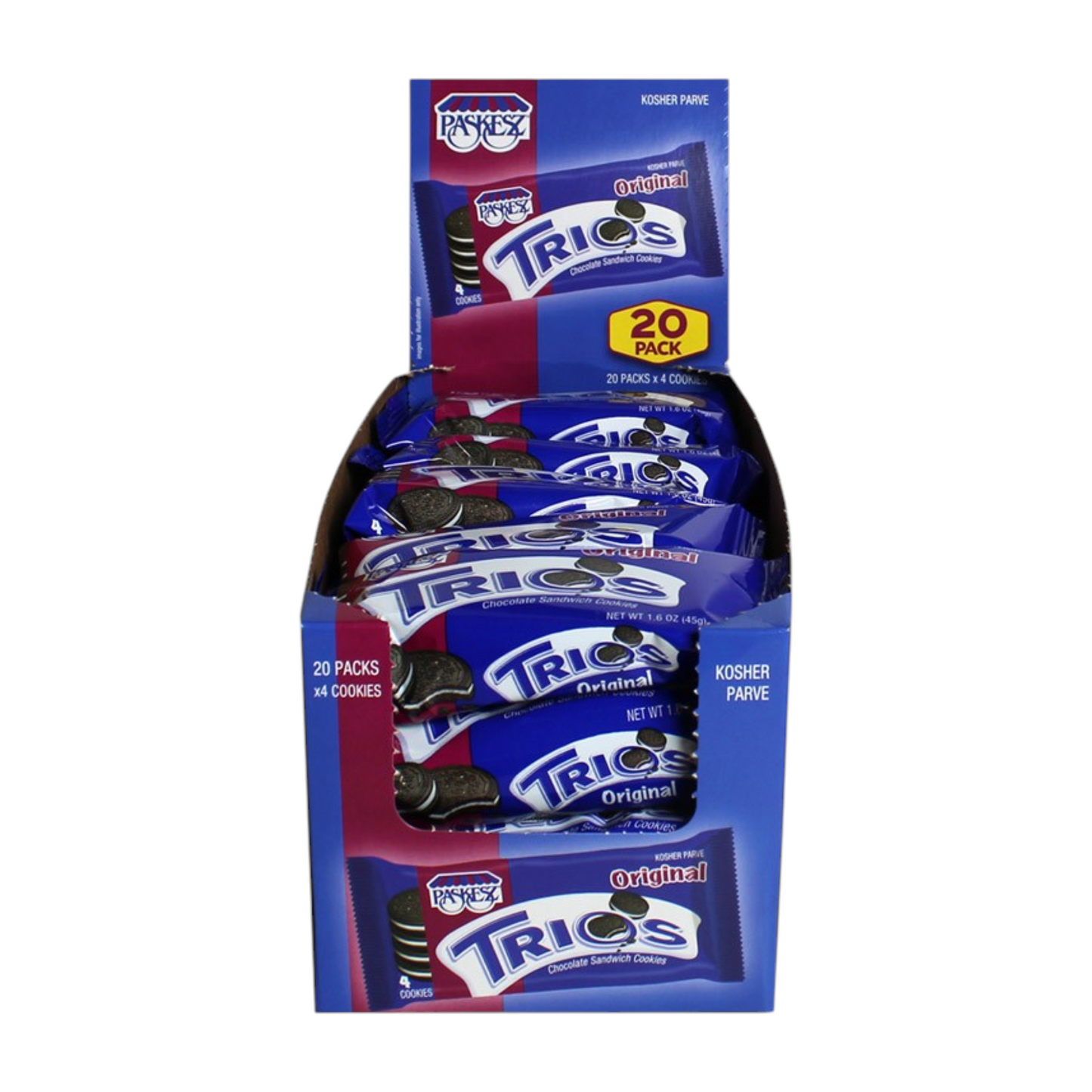 Galletas de Chocolate Paskesz Trios Snack Packs 20 Piezas