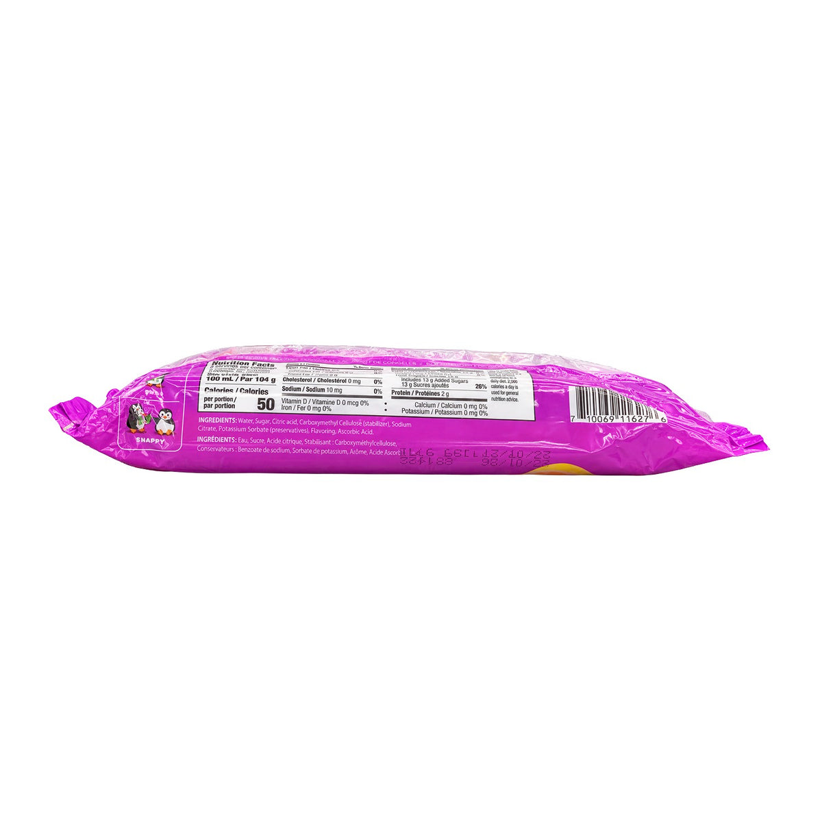 Bolsa de Shefa Gefen congeladas sabor ponche de frutas de 765 g con información nutricional visible