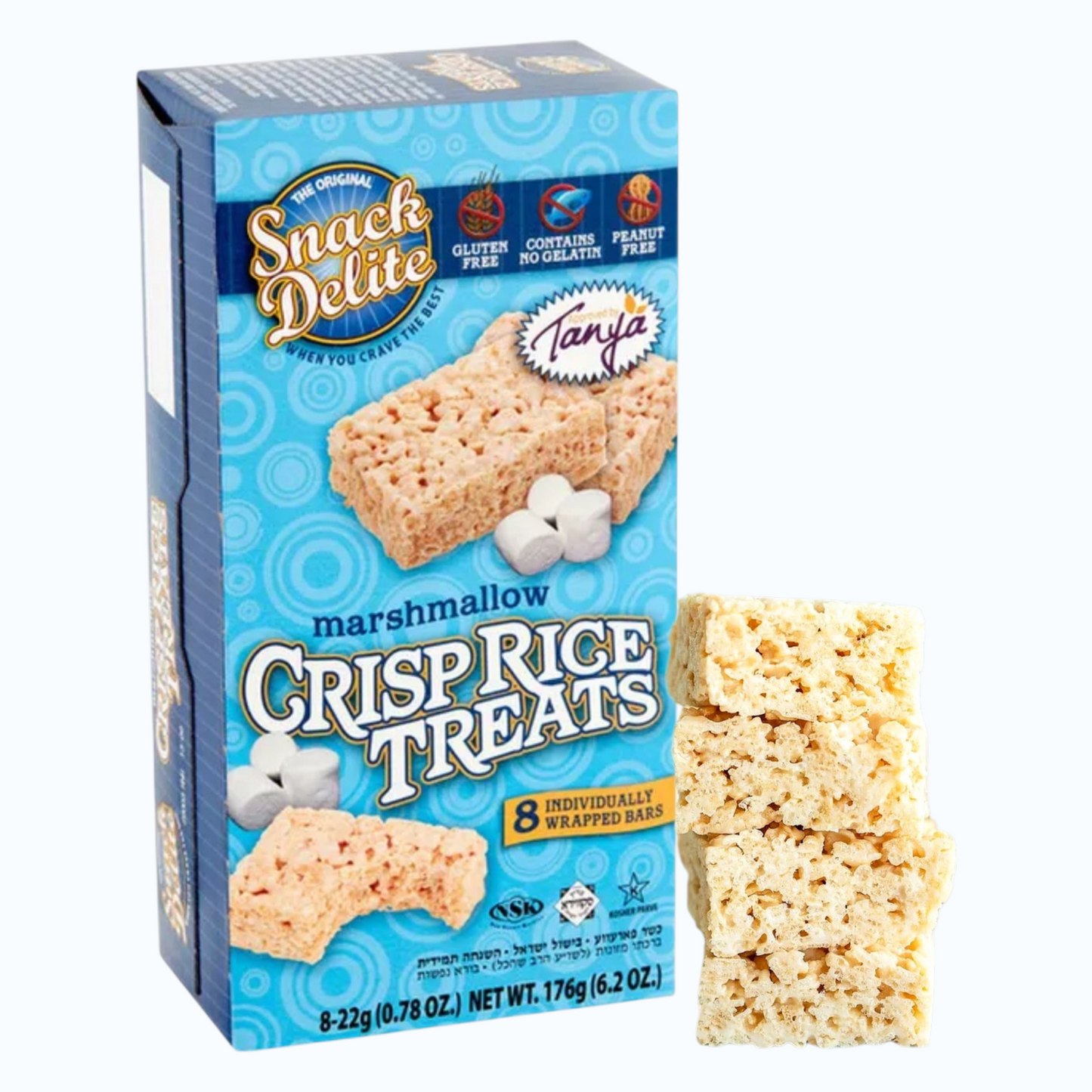 Snack Delite Barra De Arroz Inflado Con Bombon 176gr Caja con 8 piezas