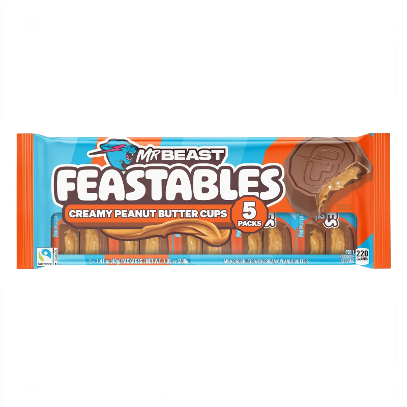 Paquete Shefa de 5 tazas de chocolate con leche Feastables rellenas de cremosa mantequilla de cacahuate
