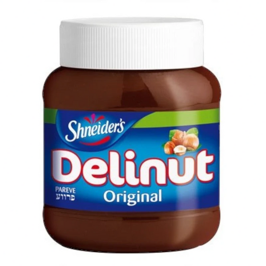 Crema untable de avellanas y cacao Shefa Delinut, producto kosher parve sin lácteos en frasco de 349g