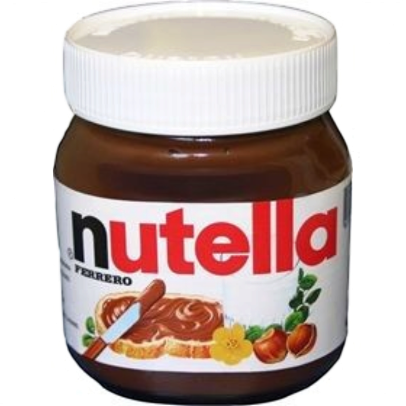 Tarro de crema de avellanas con cacao Nutella de Shefa, 369 gramos, con tapa blanca y etiqueta icónica.