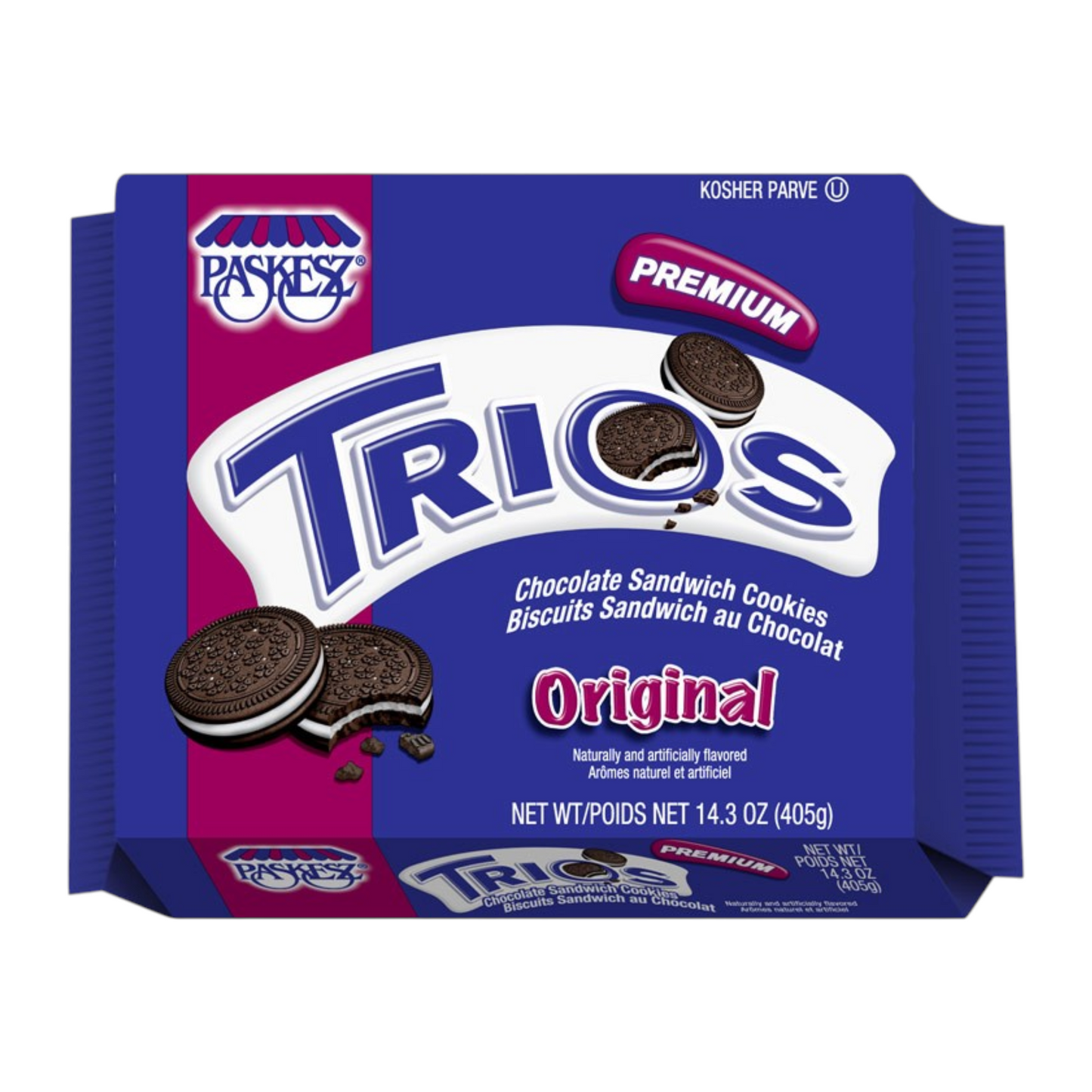 Galletas de Chocolate Paskesz Trios Premium Original 360g (Kosher Parve)