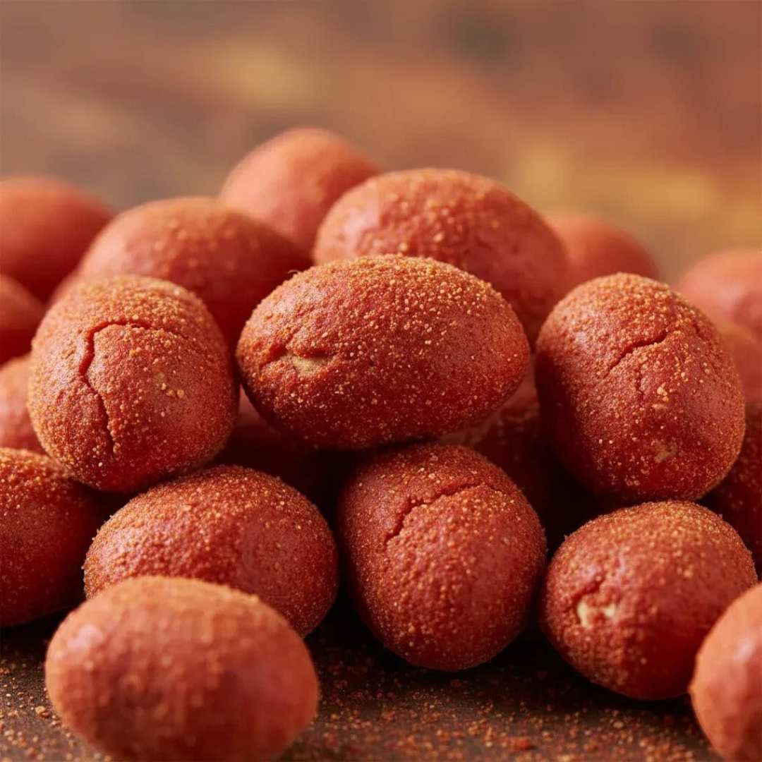 Cacahuates Naturasol Miguelito de Shefa cubiertos con chile en polvo rojo, botana crujiente y picante